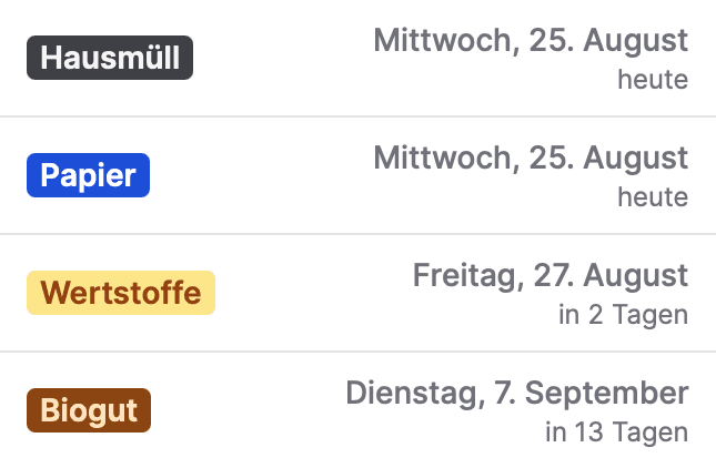 Abfuhrkalender Detail